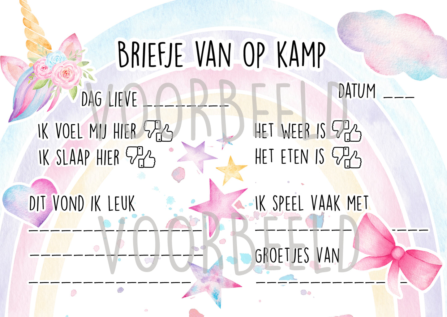 Kampkaartjes 'Unicorn'