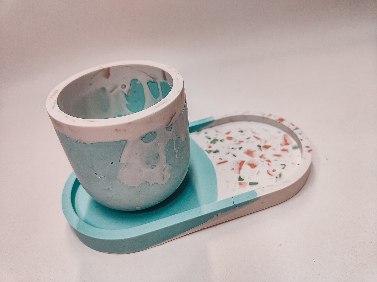 Set Schaal & Cup in Blue Terrazzo Mix