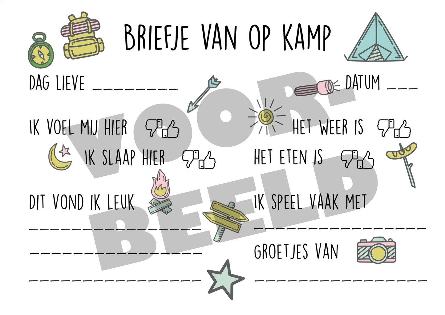 Kampkaartjes 'Let's go camping'
